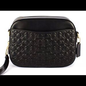 Coach black leather camera bag new with tags